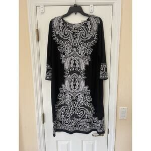 JM Collection Black and White Long Sleeve Dress